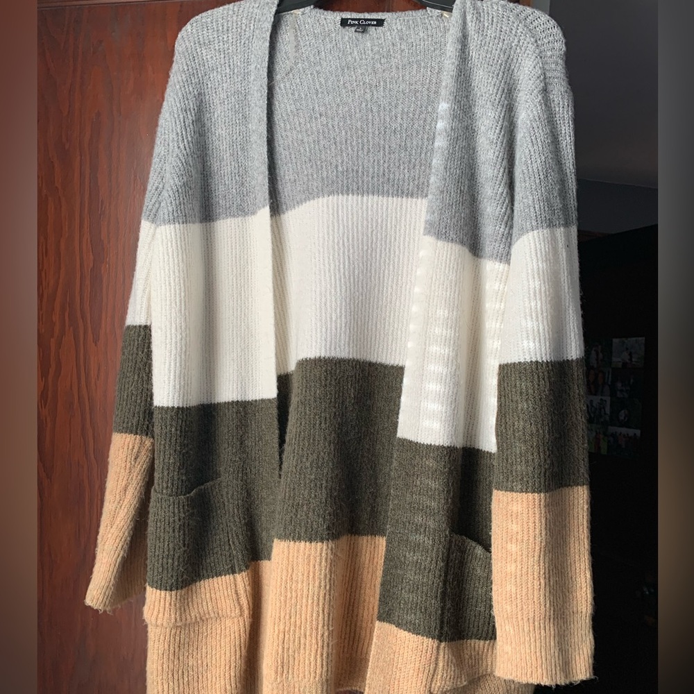 Pink clover multi color sweater.